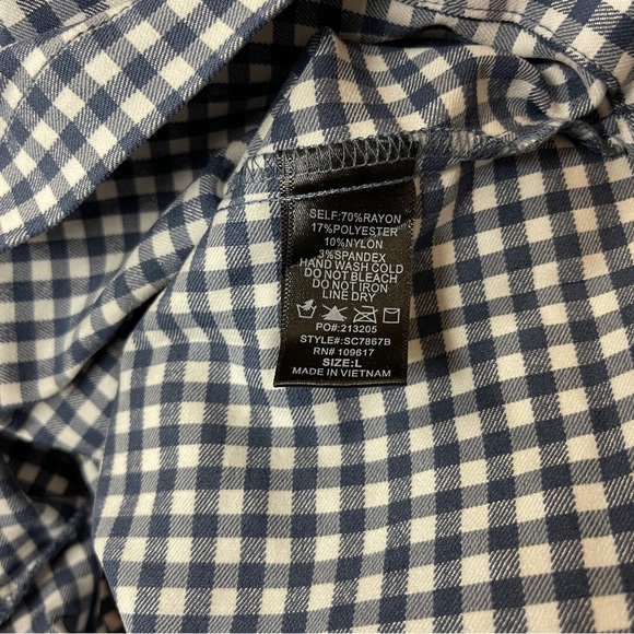 SOLD 🔴 Shinestar high waisted shorts size L W29 gingham vichy print blue white - Picture 7 of 13